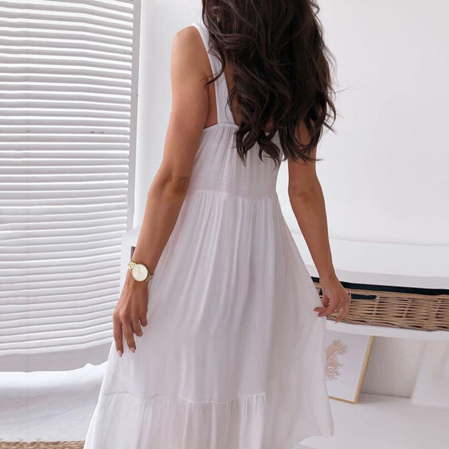 White Lace Dress Women Summer Casual Sexy Embroidered
