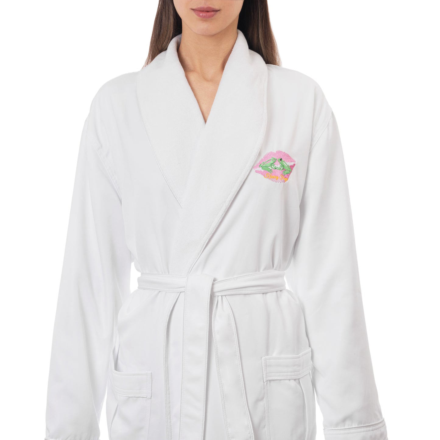 Kissing Frogs Unisex Robe (White)